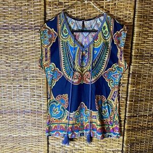 GUC hot, delicious blue yellow orange Boho cap sleeve T-shirt m?